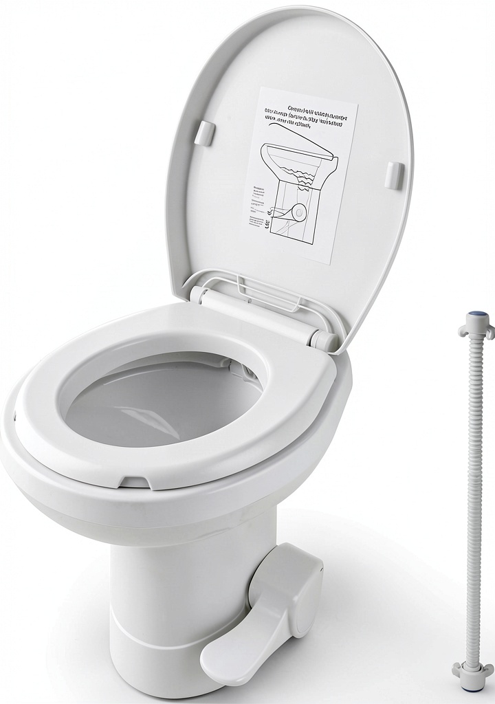 ZeHuoGe RV toilet installed in a compact camper interior