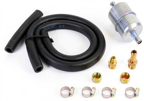 Edelbrock Fuel Line and Filter Kit 8135 Steel with Hose Clamps-1