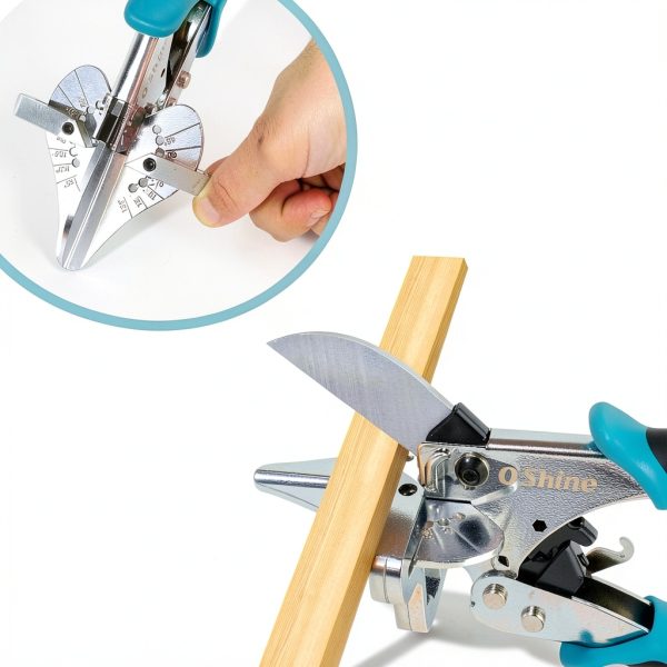 O’Shine Ratchet Miter Shears for Angular Cutting Molding Crafting Wood, Quarter Round Cutting Tool, 45-135 Degree Multi Angle PVC Miter Shear Trim Cutter Hand Tool, An Extra Blade & Hex Key Included-2