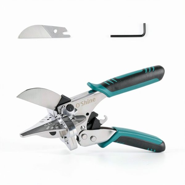 O’Shine Ratchet Miter Shears for Angular Cutting Molding Crafting Wood, Quarter Round Cutting Tool, 45-135 Degree Multi Angle PVC Miter Shear Trim Cutter Hand Tool, An Extra Blade & Hex Key Included-4